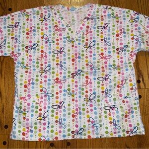 XL- scrub HQ Colorful Butterfly women’s scrub top